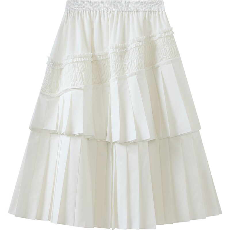 【商场同款】播26夏新品A字半身裙女木耳边白色蛋糕裙BDT2BD1601