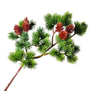 仿真罗汉松针崖柏树枝松树盆栽带果迎客松枝塑料花松树叶子假树叶