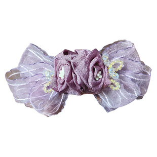 31街花饰高级感花朵香蕉夹蝴蝶结马尾竖夹玫瑰水晶大号气质扭夹女