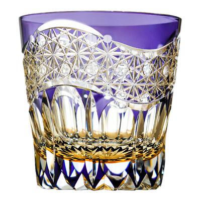 精刻版日式江户切子曙光水晶玻璃杯家用洋酒杯子手工刻花威士忌杯