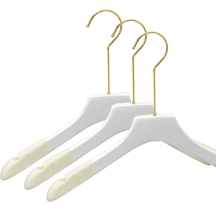 纯白色男女装服装店植绒防滑实木衣架家用韩国版木质定制LOGO刻字