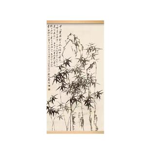 郑板桥竹子挂画国画布艺墙画新中式客厅书房装饰画茶室玄关水墨画