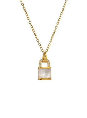 2025新款金色小锁头锁骨链女款