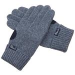 克拉斯卡男士秋冬季羊毛保暖触屏掌心垫开车骑行户外毛线针织手套