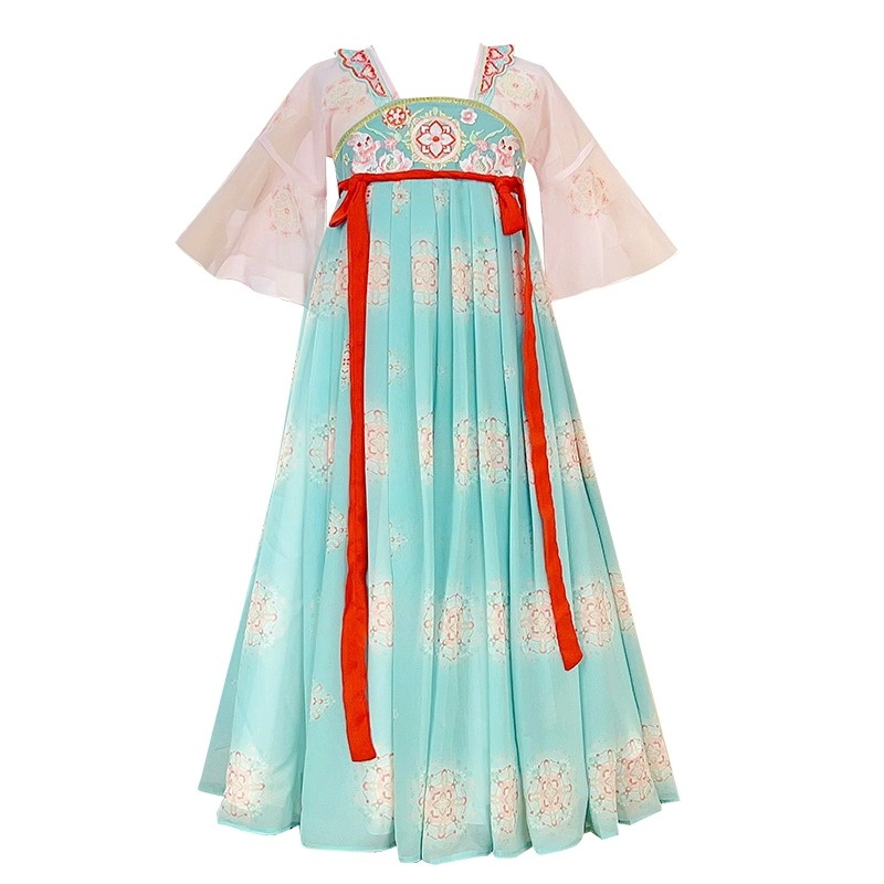 汉服女童夏季薄款唐装古风连衣裙