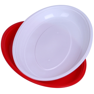 一次性盘子装菜过年家用菜鱼大盘红色水晶牛排塑料食品级水果宴席