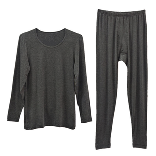 格凯超薄纯棉保暖内衣男竹纤维莫代尔大圆领贴身秋衣秋裤打底套装