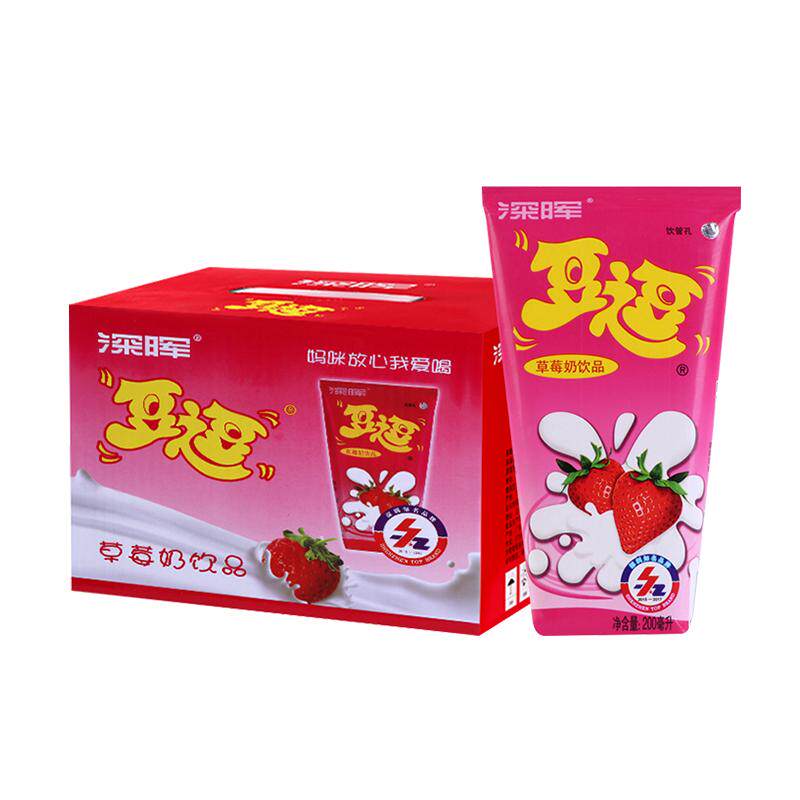 深晖豆逗酸奶乳酸饮料盒装草莓味逗逗牛奶儿童酸牛奶整箱学生奶
