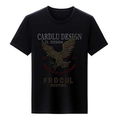 男士夏季潮牌圆领短袖烫钻中青年