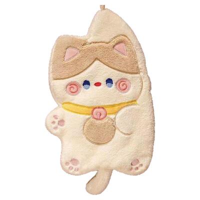 吸水加厚卫生间小猫珊瑚绒擦手巾