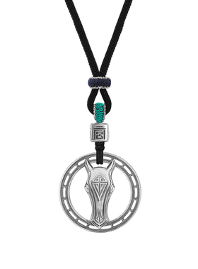 宫匠造办马年生肖兽首吊坠本命年十二生肖做旧足银青铜纹饰项坠