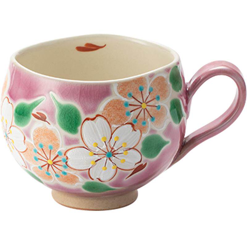 日本进口手绘樱花陶瓷茶水杯日式马克杯茶杯杯子女精致咖啡杯