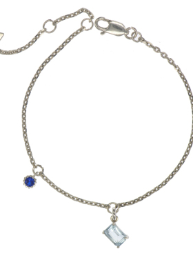 三合一草女纯银托帕石蓝色手链