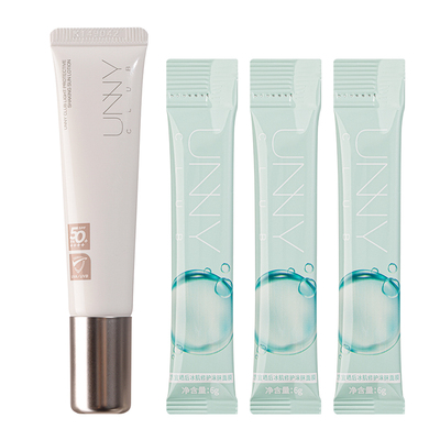 【U先试用】UNNY防晒霜乳15ml防紫外线晒后急救面膜3条保湿舒缓