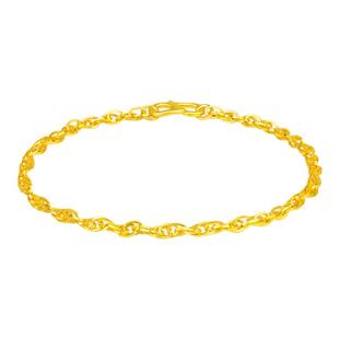 亚一黄金足金999四方水波手链环环相扣心心相应时尚百搭悦己礼物