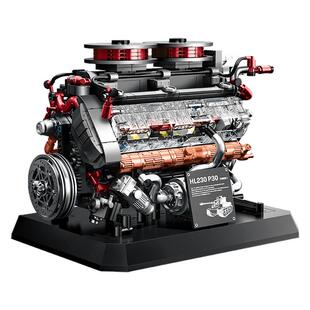 新品军事二战虎式坦克发动机模型小颗粒拼装积木益智玩具摆件电动