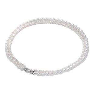 欧诗漫珠宝白色淡水有核珍珠项链双层圆形珍珠叠戴款礼物 静波