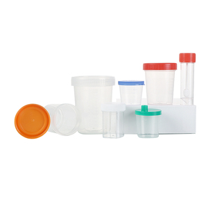 荣码一次性塑料尿杯样品杯实验标本杯60/90/120mm螺口带盖刻度勺采样杯取样杯 粗型/高型接尿杯化验验尿杯