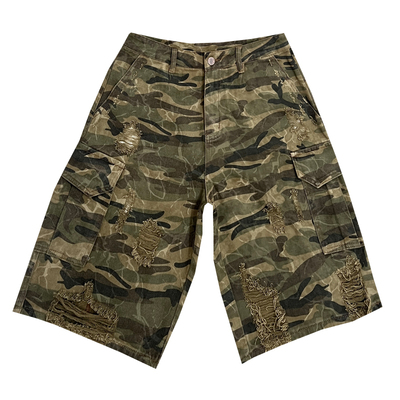 2025年夏季刮烂多口袋迷彩短裤男