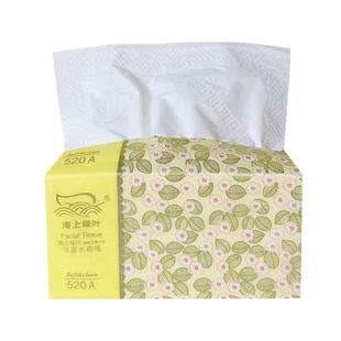海上绿叶抽纸金叶花520A整箱大码家用纸巾520张婴儿可湿水餐巾纸