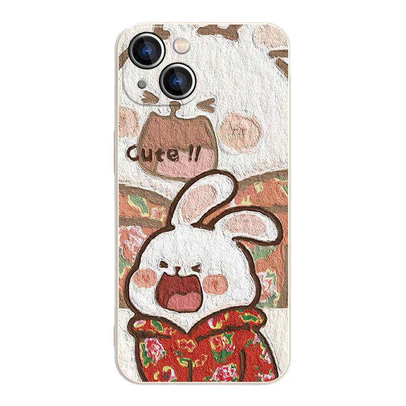 油画萌系小兔iphone13pro手机壳