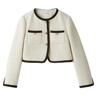 LILY BROWN2025秋冬新品小香风粗花呢圆领短款夹克外套LWFJ254055