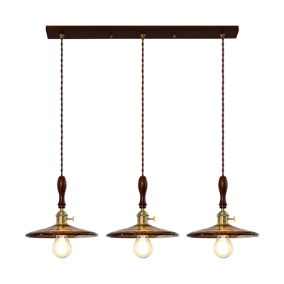 三头长盘飞碟法式中古餐厅吊灯侘寂风复古原木吧台茶室设计师新款