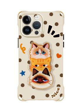 原创拽拽猫猫适用iphone17promax华为pura70ultra手机壳13支架15挂绳手提mate60pro卡通小众14斜挎苹果16plus
