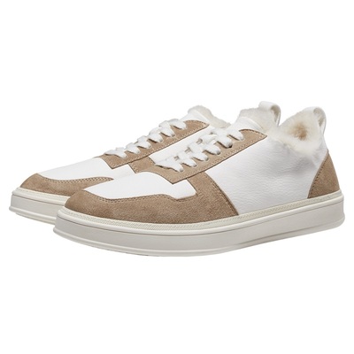 鹿皮拼接反绒皮加绒保暖男板鞋