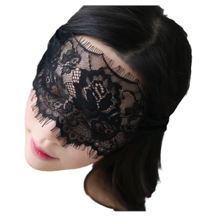 性感女郎蕾丝镂空面罩丝巾蒙脸半脸黑色面纱遮脸面具眼罩套装拍照