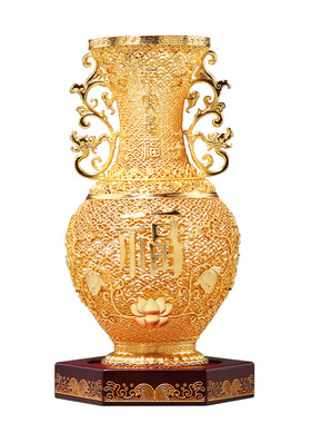 大明铜匠花丝福字花瓶摆件高档工艺品酒柜办公室装饰乔迁新居礼品
