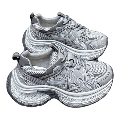 真皮增高舒适软底系带休闲老爹鞋