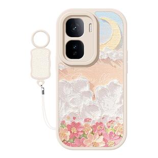 浮雕花海适用iqooneo10pro手机壳vivoiqoo13/12/11小羊皮Neo9/8/7/6/5/3新款5se活力版5s女款9spro+挂绳卡通