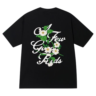 AFGK25SS蔓延花卉刺绣短袖T恤男女美式潮牌情侣夏季复古休闲体恤