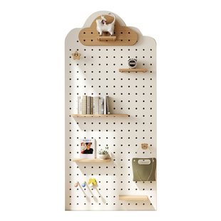 纯实木洞洞板定制展示入户玄关门后置物架木质桌面墙面书桌收纳墙