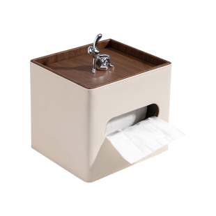 家用皮质卷纸筒盒卫生间餐厅客厅纸巾筒桌面创意方形高级感纸巾盒