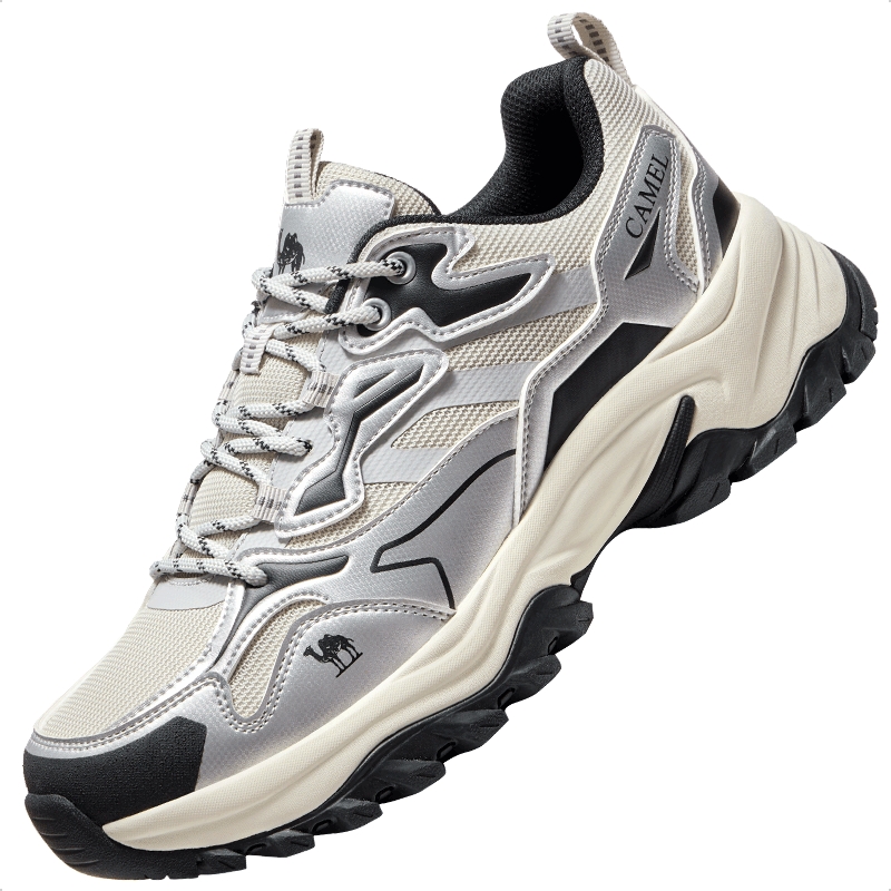 骆驼男鞋运动鞋2025秋冬新款户外徒步登山鞋厚底潮流网面休闲鞋女