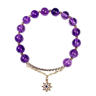 摘星捧月天然紫晶手链女礼盒情侣送女生女朋友礼品生日情人节礼物