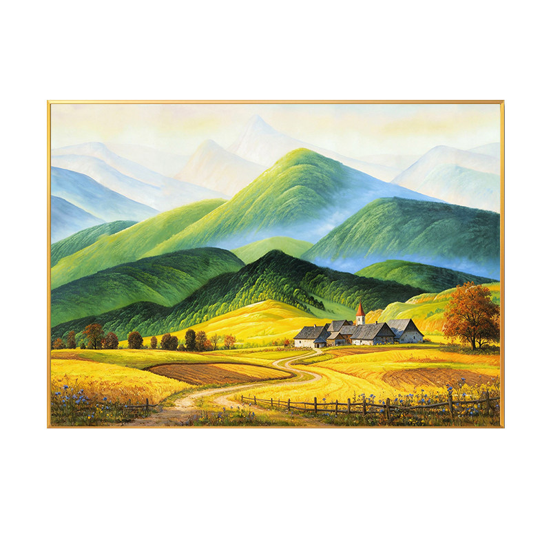 现代简约金色麦田装饰画