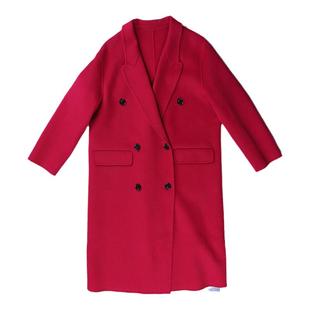 （捡漏L）女装2025秋冬季时尚羊绒羊毛大衣尾货休闲折扣尾货玫紫