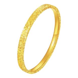 金包银碎冰冰手镯女士爆闪古法传承素圈实心手环时尚镯子生日礼物