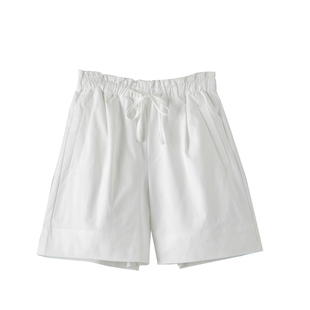 晚白2026年春新款时尚简约松紧高腰裤子宽松舒适休闲百搭短裤女