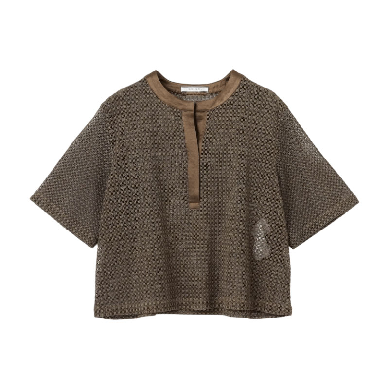BEIGE,时尚通勤小众NIGELLA不同材质混合棉花蕾丝衬衫女ONWARD