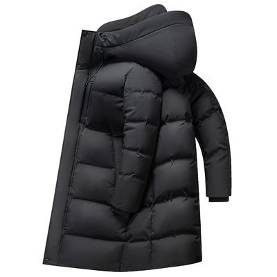 鸭鸭冬季羽绒服男款户外休闲加厚连帽中长款百搭保暖外套男女同款