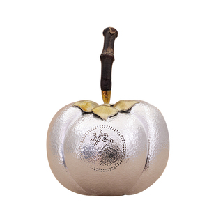 纯银时代 柿柿如意茶漏茶滤纯银999手工茶道配件公道杯茶漏