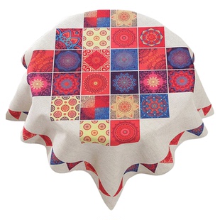 棉麻布艺桌布文艺卡通家用小桌布正方形茶几盖布圆餐桌布摆摊台布