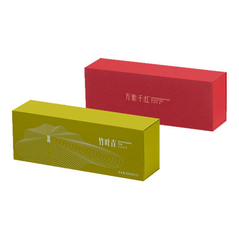 组合】竹叶青茶叶特级品味绿茶60g+万紫千红红茶90g礼盒送礼长辈