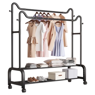 晾衣架落地家用阳台晾衣杆晒被子神器出租屋卧室挂衣服架简易衣架