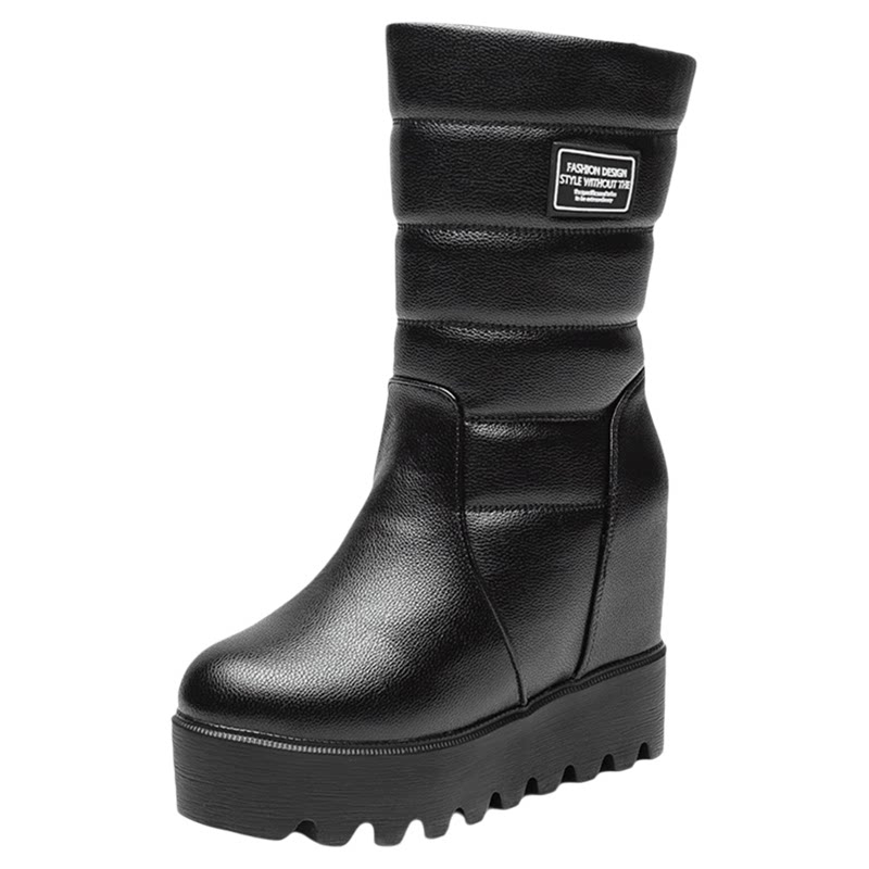 冬季真皮防滑内增高雪地靴女棉靴