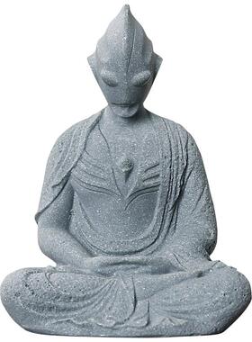 仿真石雕鱼缸造景装饰摆件奥特曼